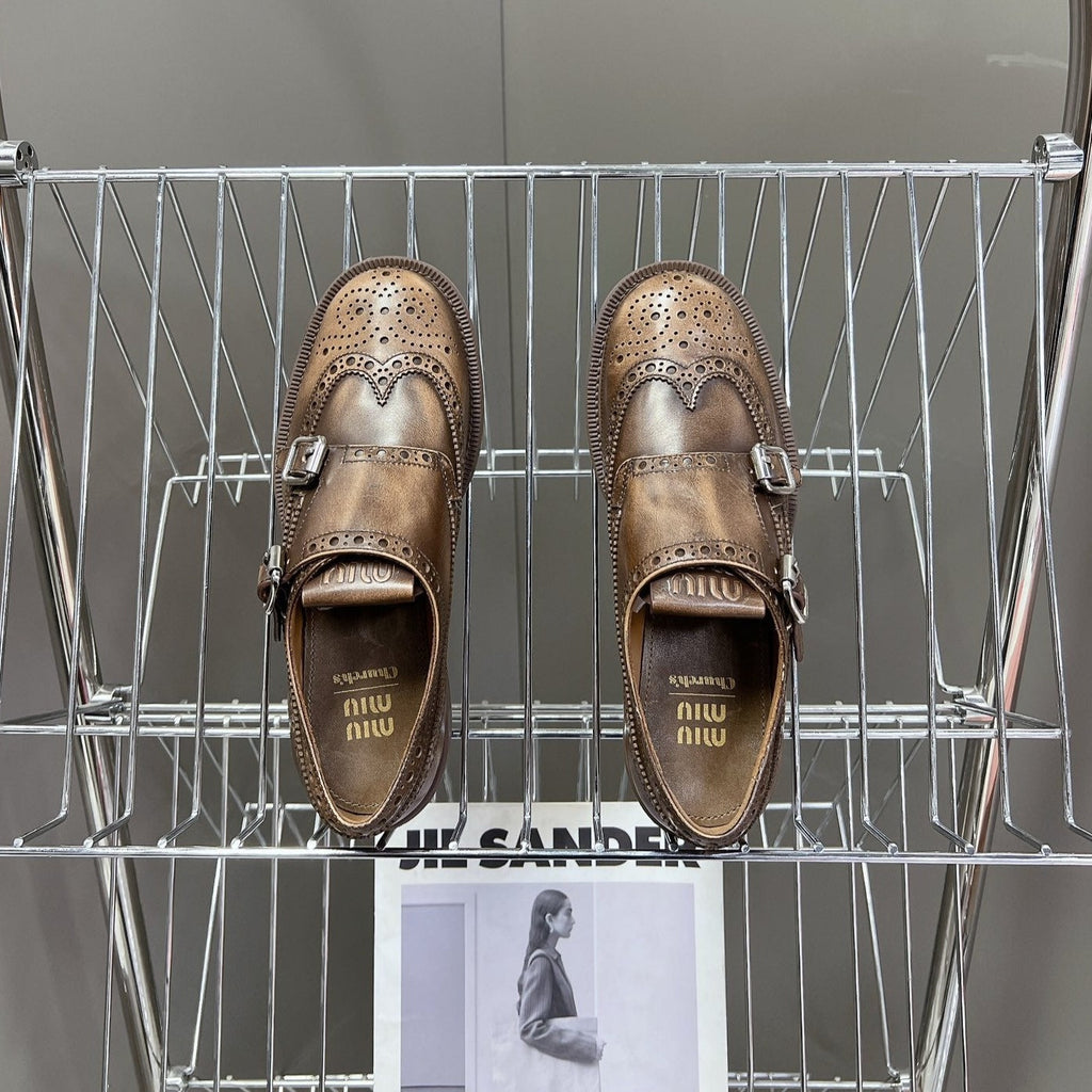 THICK-SOLED OXFORD SHOES WOOD CALFSKIN