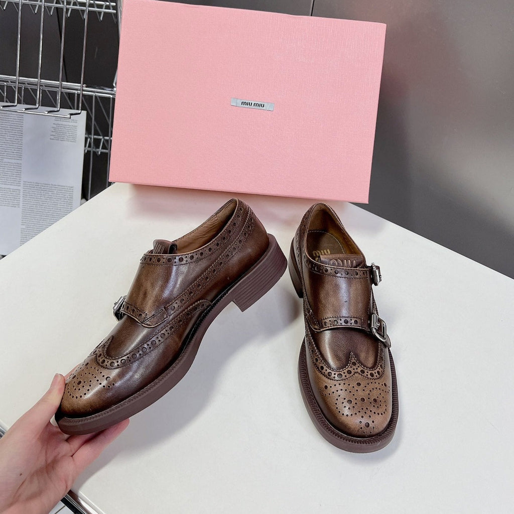 THICK-SOLED OXFORD SHOES WOOD CALFSKIN