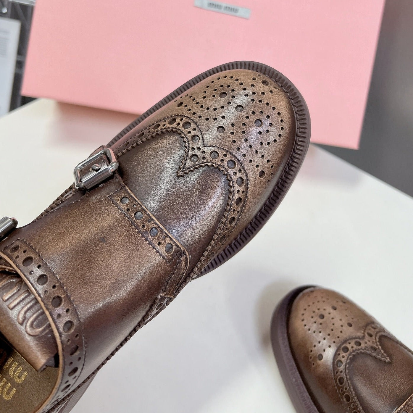 THICK-SOLED OXFORD SHOES WOOD CALFSKIN