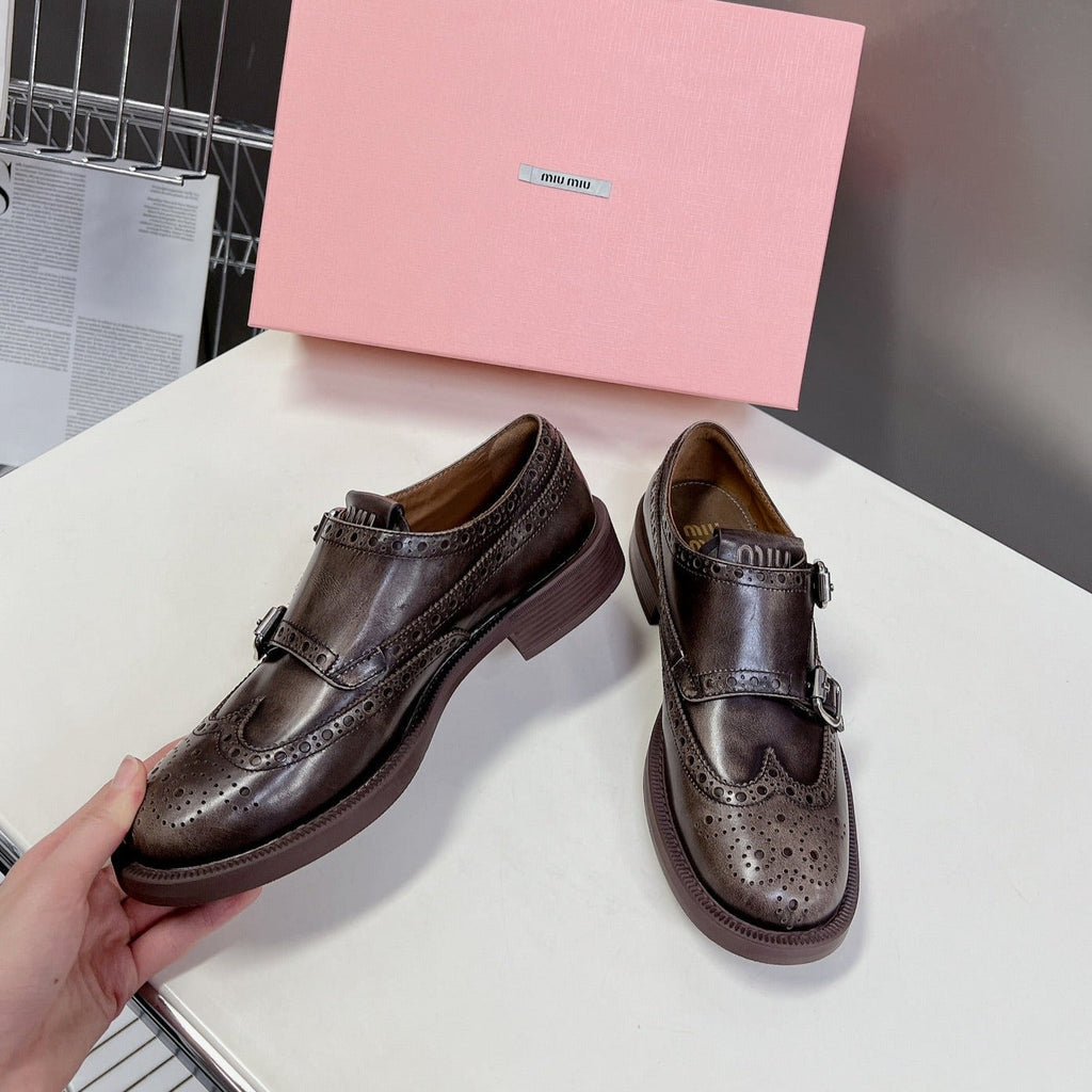 THICK-SOLED OXFORD SHOES BROWN CALFSKIN