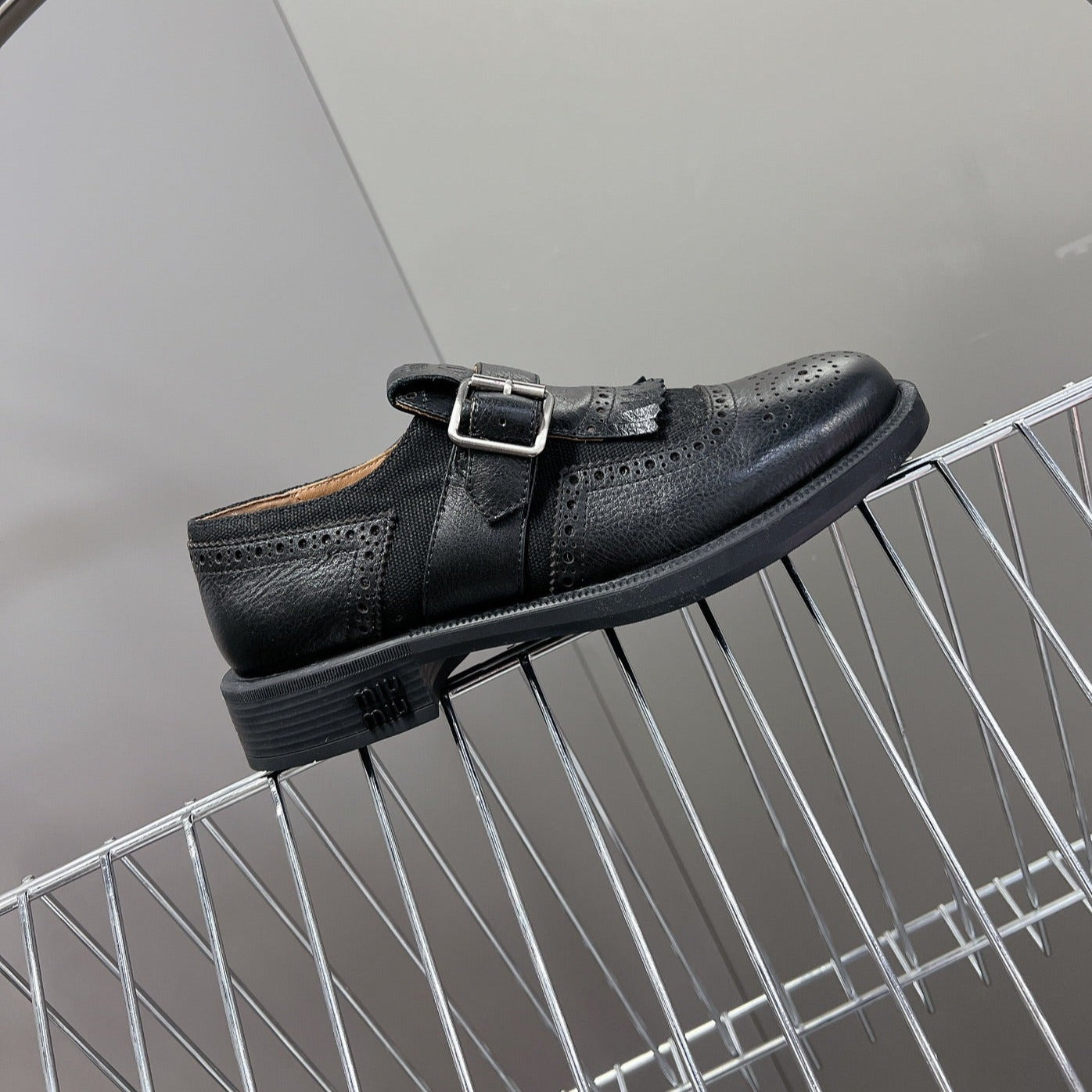 UNIQUE THICK-SOLED OXFORD SHOES BLACK CALFSKIN