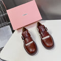 UNIQUE THICK-SOLED OXFORD BRIGHT BROWN MIX CREAM CALFSKIN