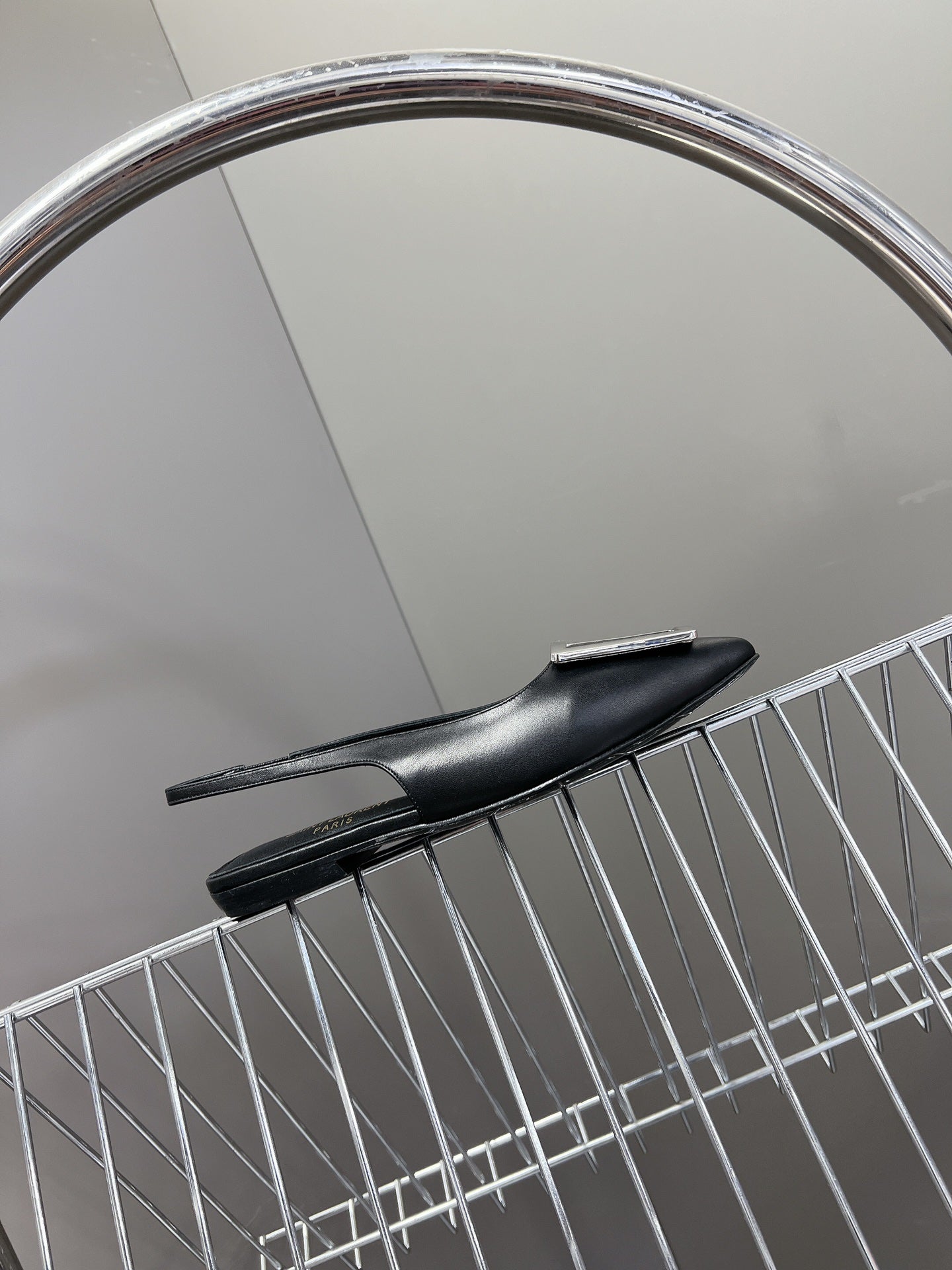 SL SQUARE BUCKLE SLINGBACK BLACK CALFSKIN