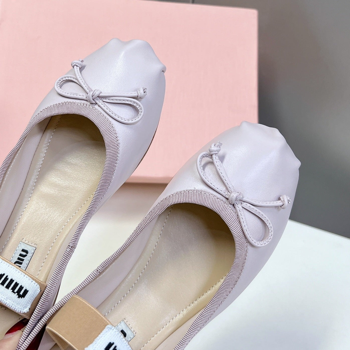 BALLET FLAT SHOES PASTEL PINK SHEEPSKIN