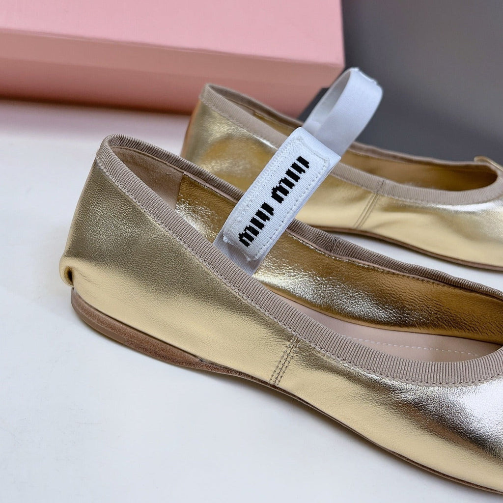 BALLET FLAT SHOES METALLIC GOLD SHEEPSKIN