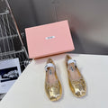 BALLET FLAT SHOES METALLIC GOLD SHEEPSKIN