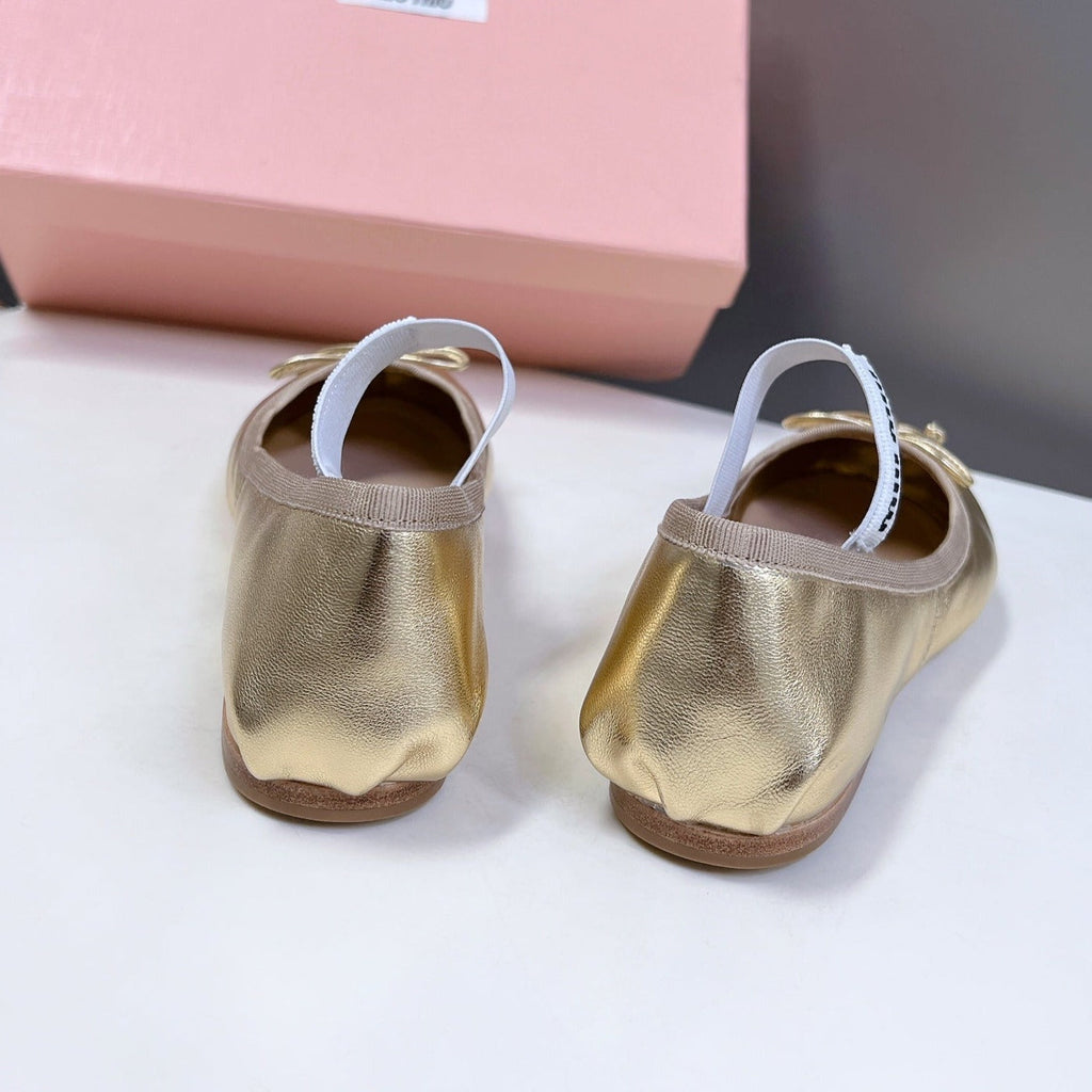BALLET FLAT SHOES METALLIC GOLD SHEEPSKIN
