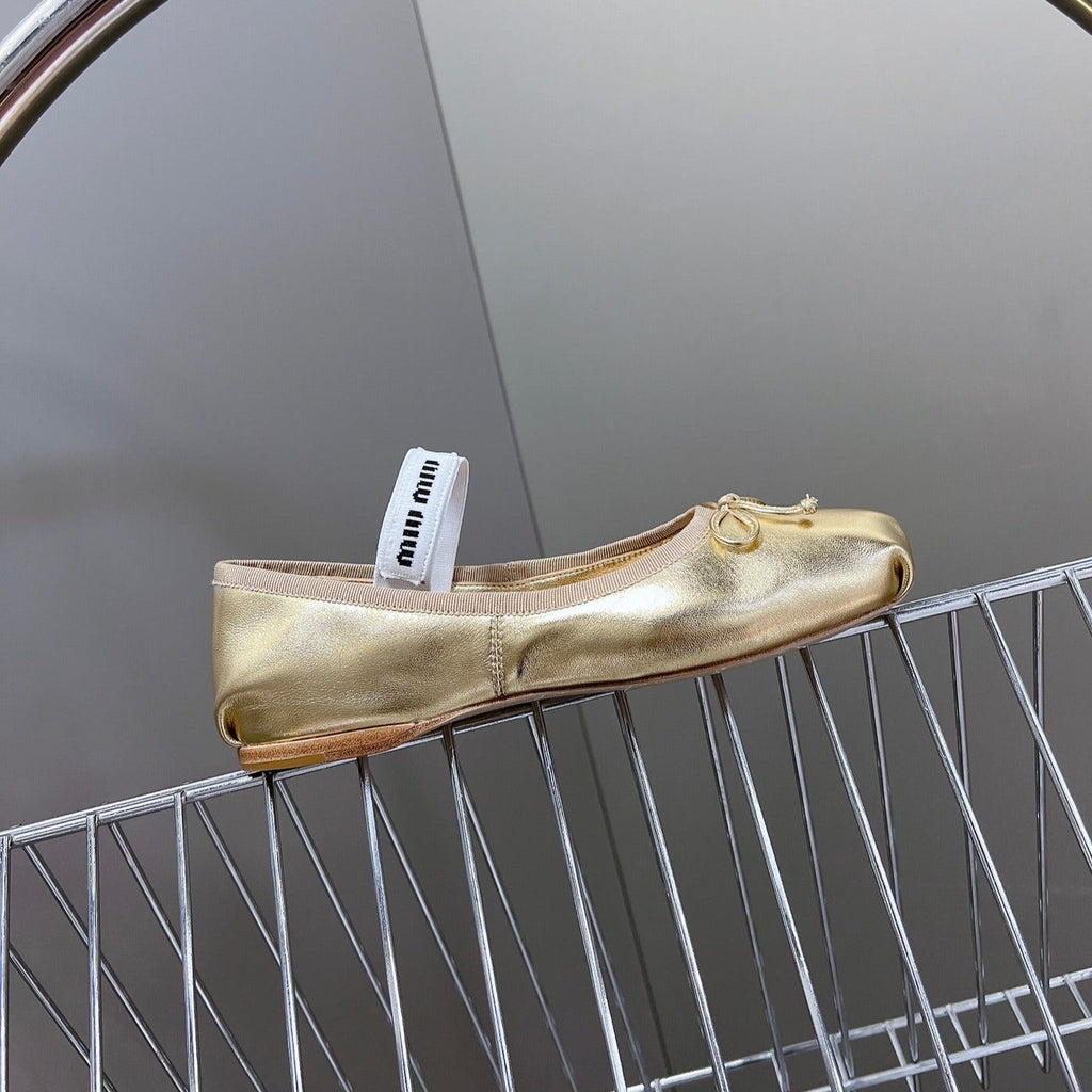 BALLET FLAT SHOES METALLIC GOLD SHEEPSKIN