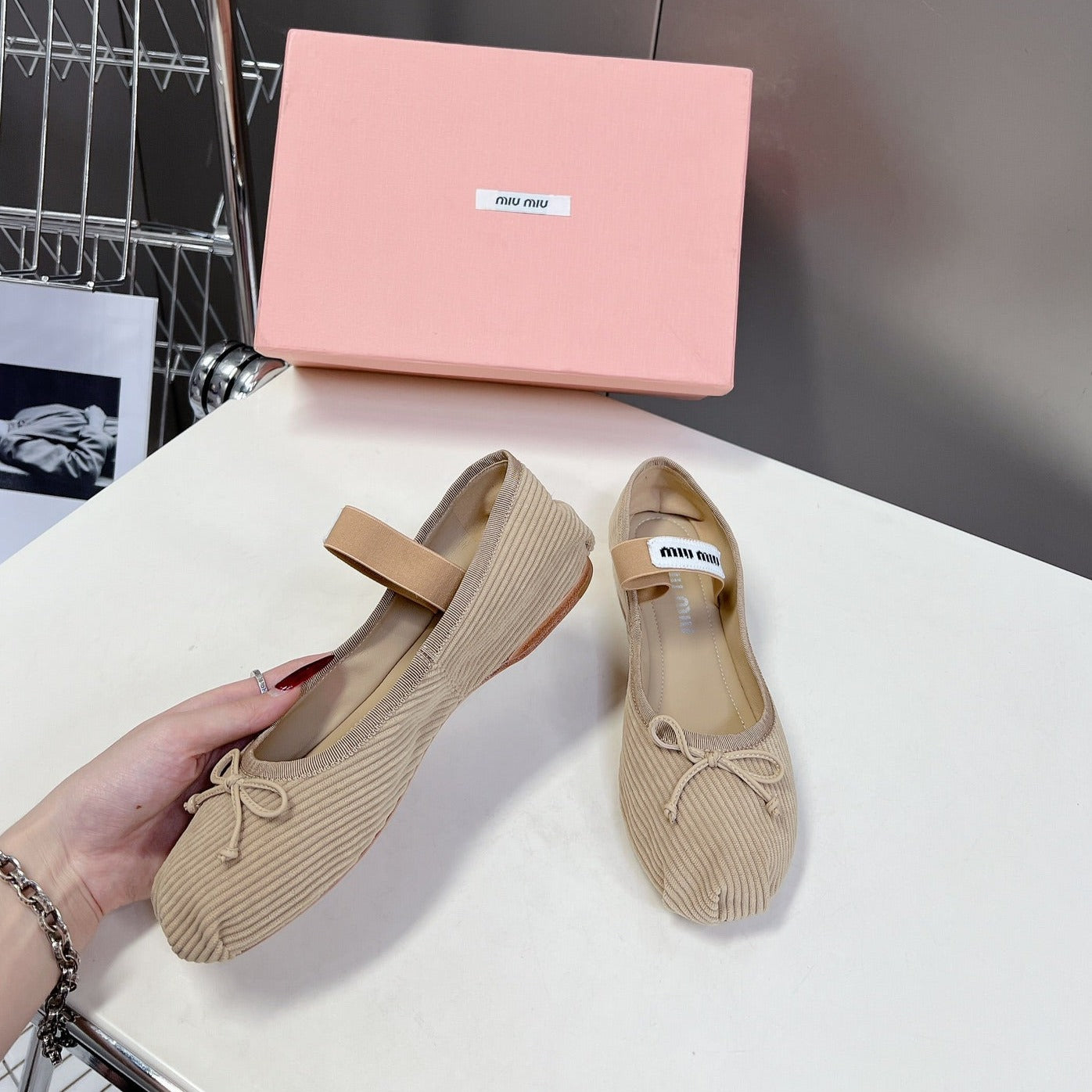 BALLET FLAT SHOES BEIGE SHEEPSKIN