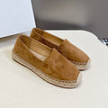 LOAFER IN PEANUT BROWN SUEDE AND WOVEN RAFFIA