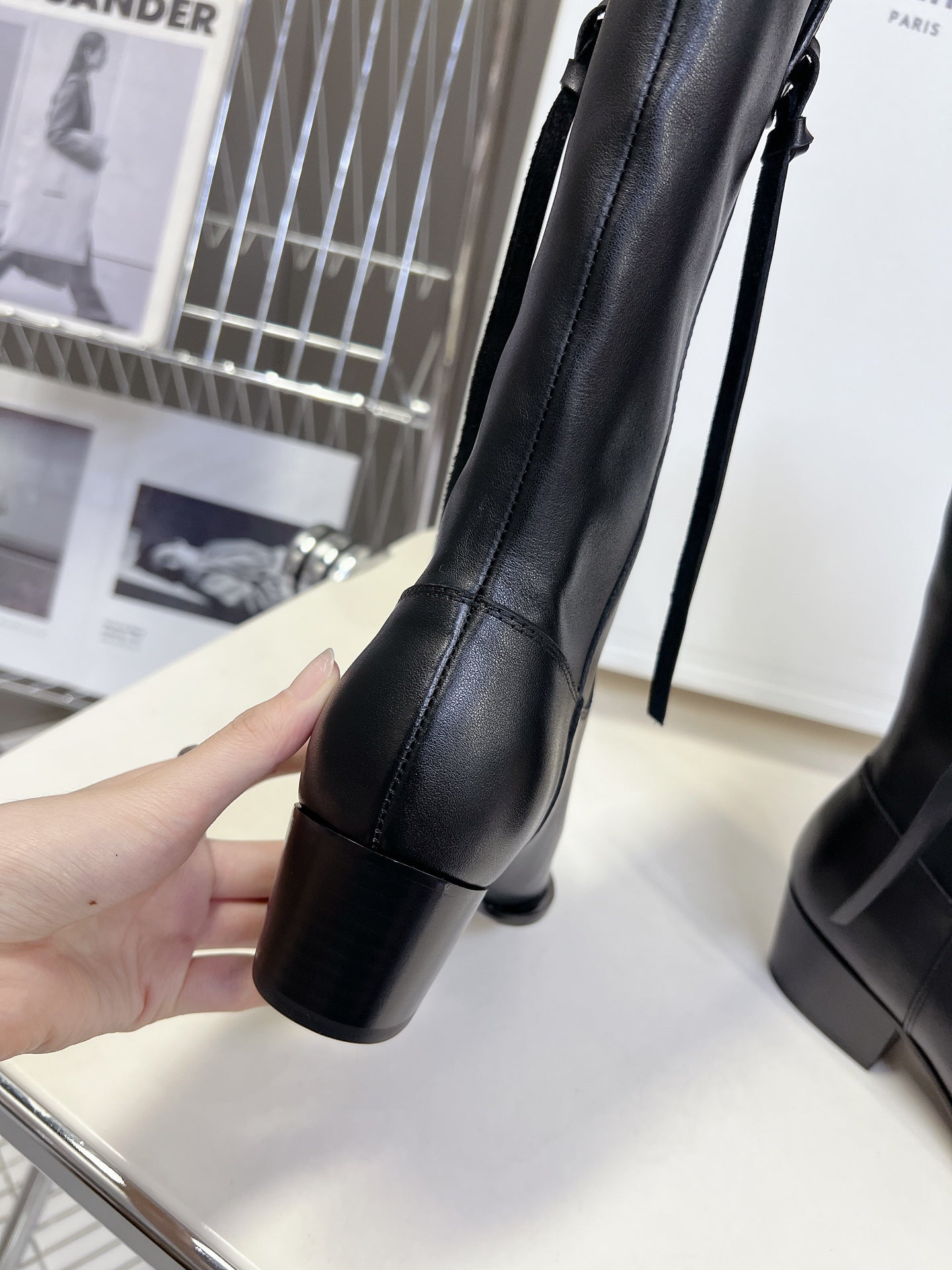 CELINE 25S HIGH CUT CHELSEA BOOTS 45MM IN BLACK CALFSKIN