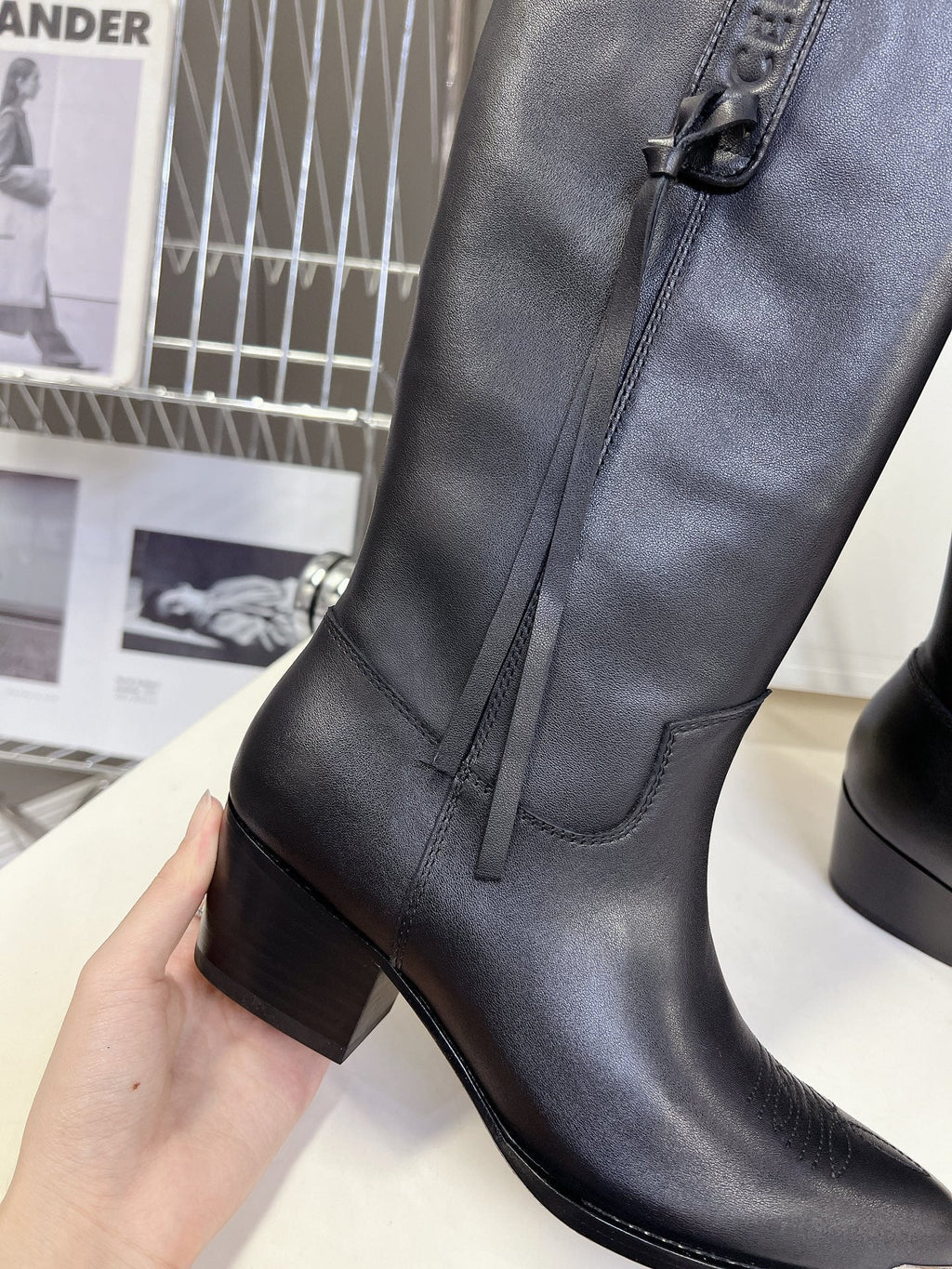 CELINE 25S HIGH CUT CHELSEA BOOTS 45MM IN BLACK CALFSKIN