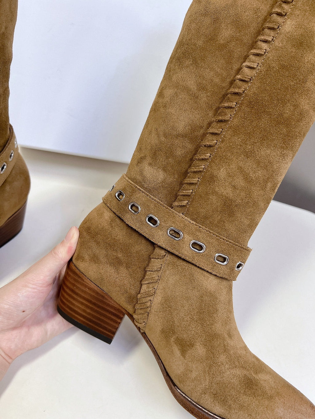 CELINE 25S BULKY LACED UP BOOTS 45MM IN BROWN SUEDE