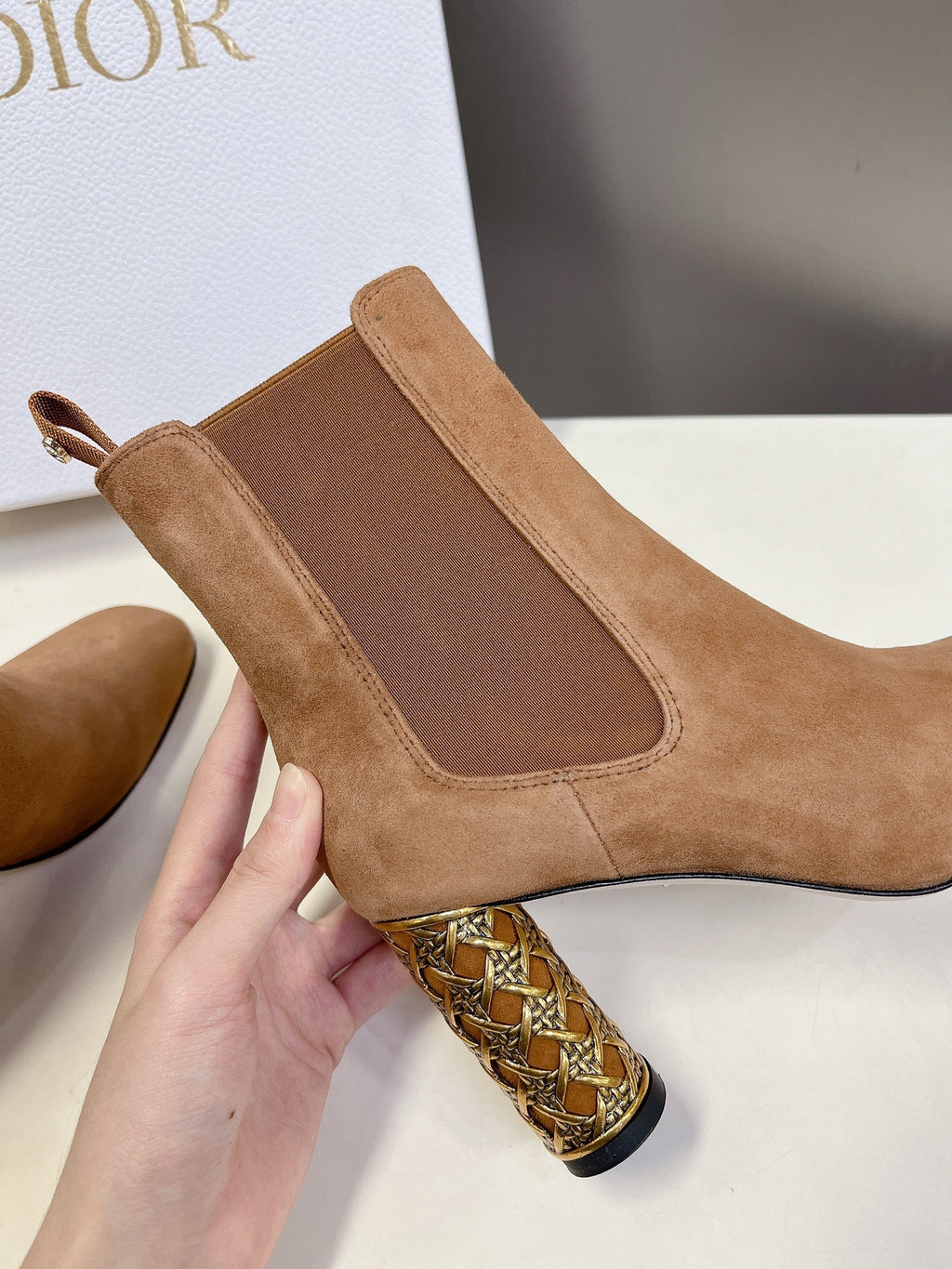 ICON HEELED ANKLE BOOT CIDER BROWN SUEDE 8 CM