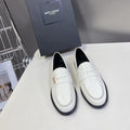 YSL 25S SAINT LAURENT LOAFERS IN WHITE PATENT CALFSKIN