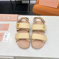SANDALS CHAMPAGNE SHEEPSKIN WITH 2 HORIZONTAL STRAPS