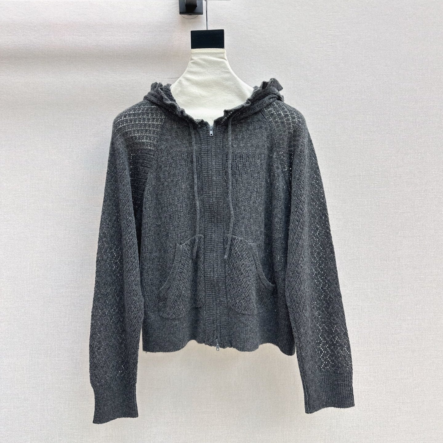 DIOR 25S HOODED KNIT CARDIGAN WITH CUTOUT DESIGN 616