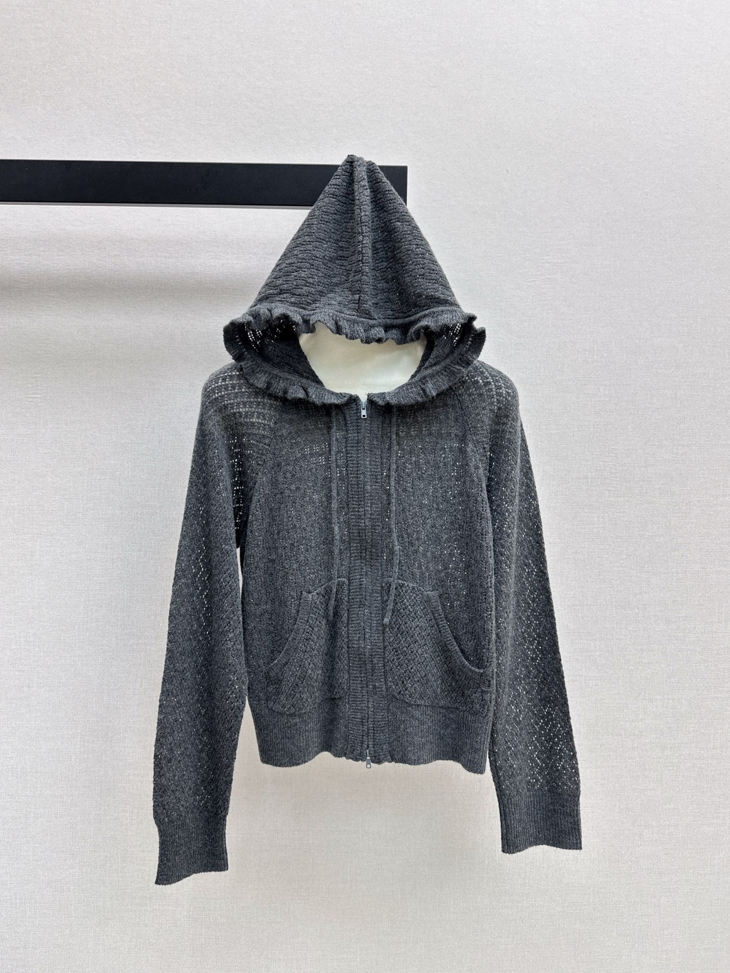 DIOR 25S HOODED KNIT CARDIGAN WITH CUTOUT DESIGN 616