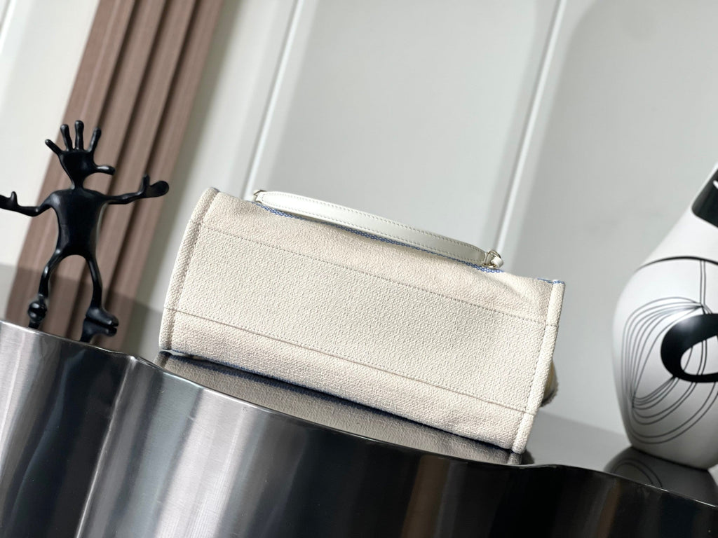 CHANEL 25S SHOPPING BAG 35 IN CREAM WHITE AND YELLOW CANVAS