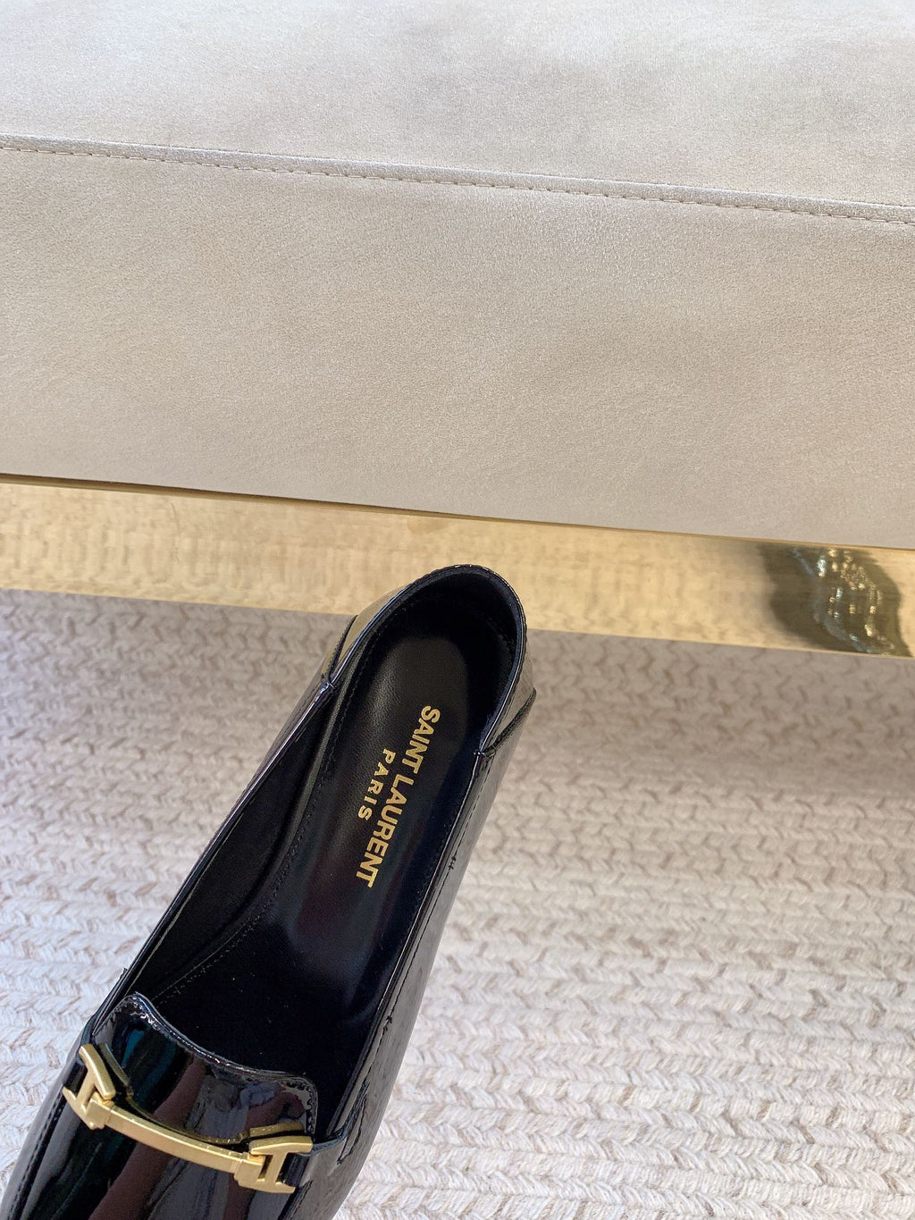 LOAFERS WITH GOLD HARDWARE IN BLACK GLOSSY CALFSKIN