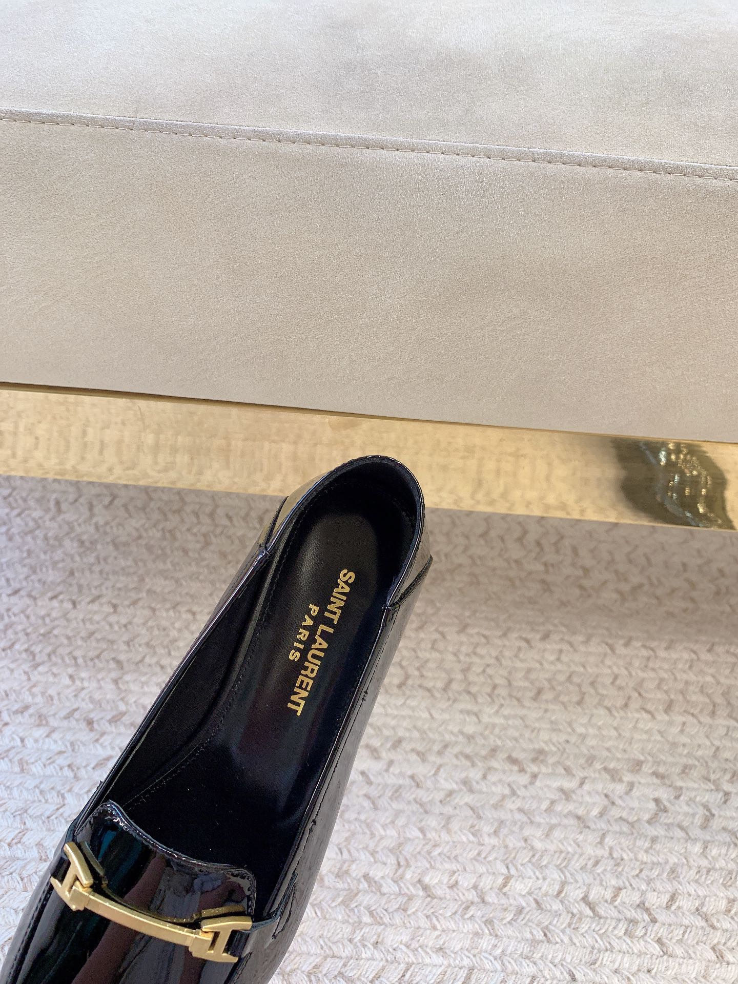 LOAFERS WITH GOLD HARDWARE IN BLACK GLOSSY CALFSKIN