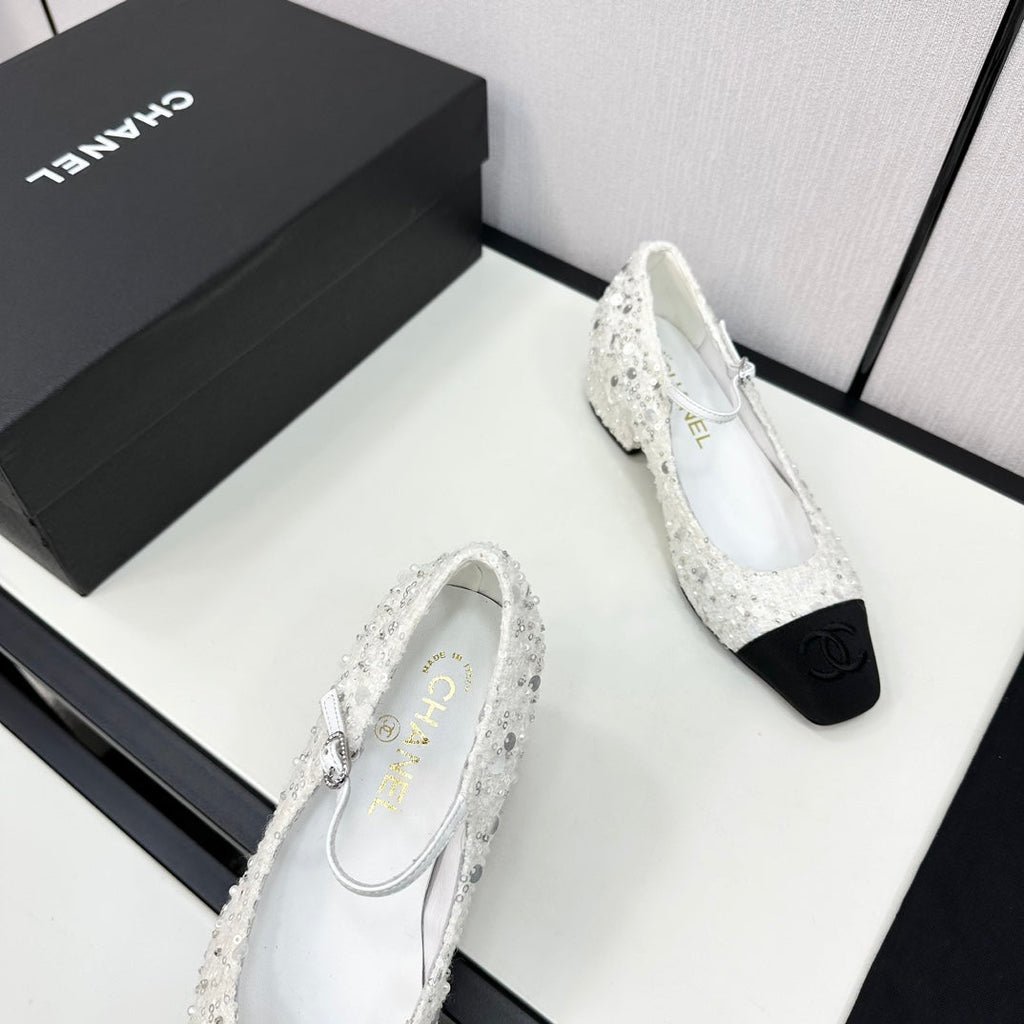 CC MARY JANE IN BLACK MIX WHITE SEQUINS AND VELVET