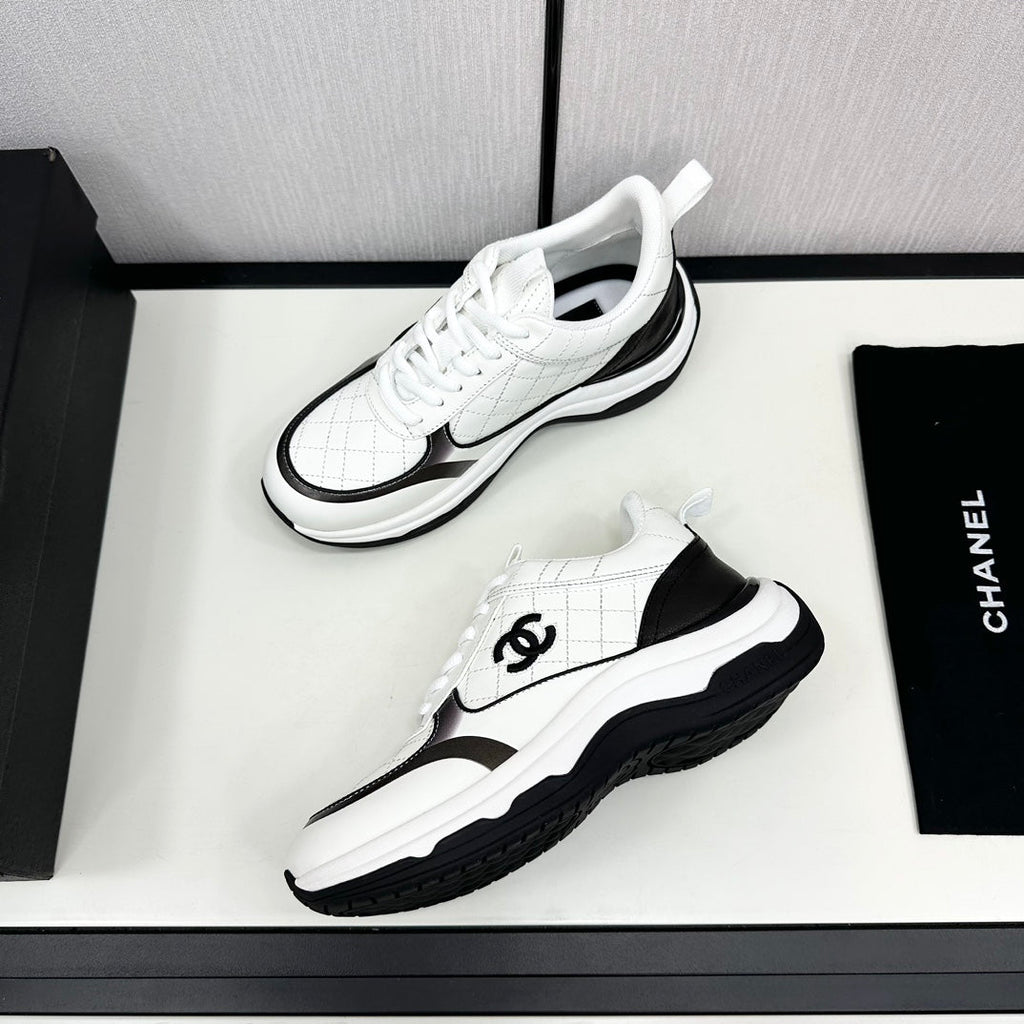CC SNEAKER IN WHITE MIX BLACK EMBROIDERED LAMBSKIN