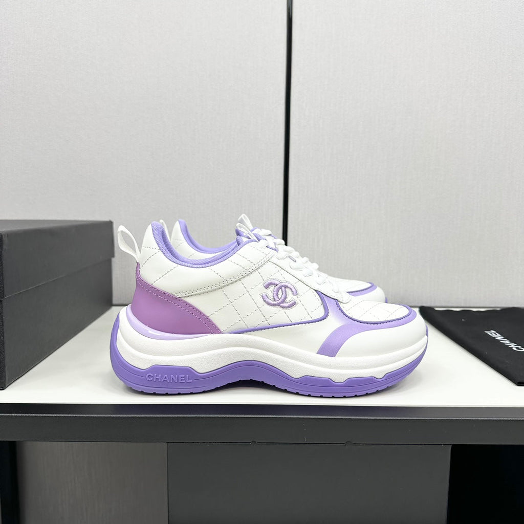 CC SNEAKER IN WHITE MIX IRIS PURPLE EMBROIDERED LAMBSKIN