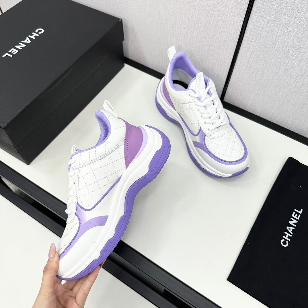 CC SNEAKER IN WHITE MIX IRIS PURPLE EMBROIDERED LAMBSKIN