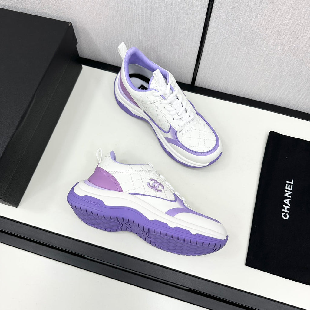 CC SNEAKER IN WHITE MIX IRIS PURPLE EMBROIDERED LAMBSKIN