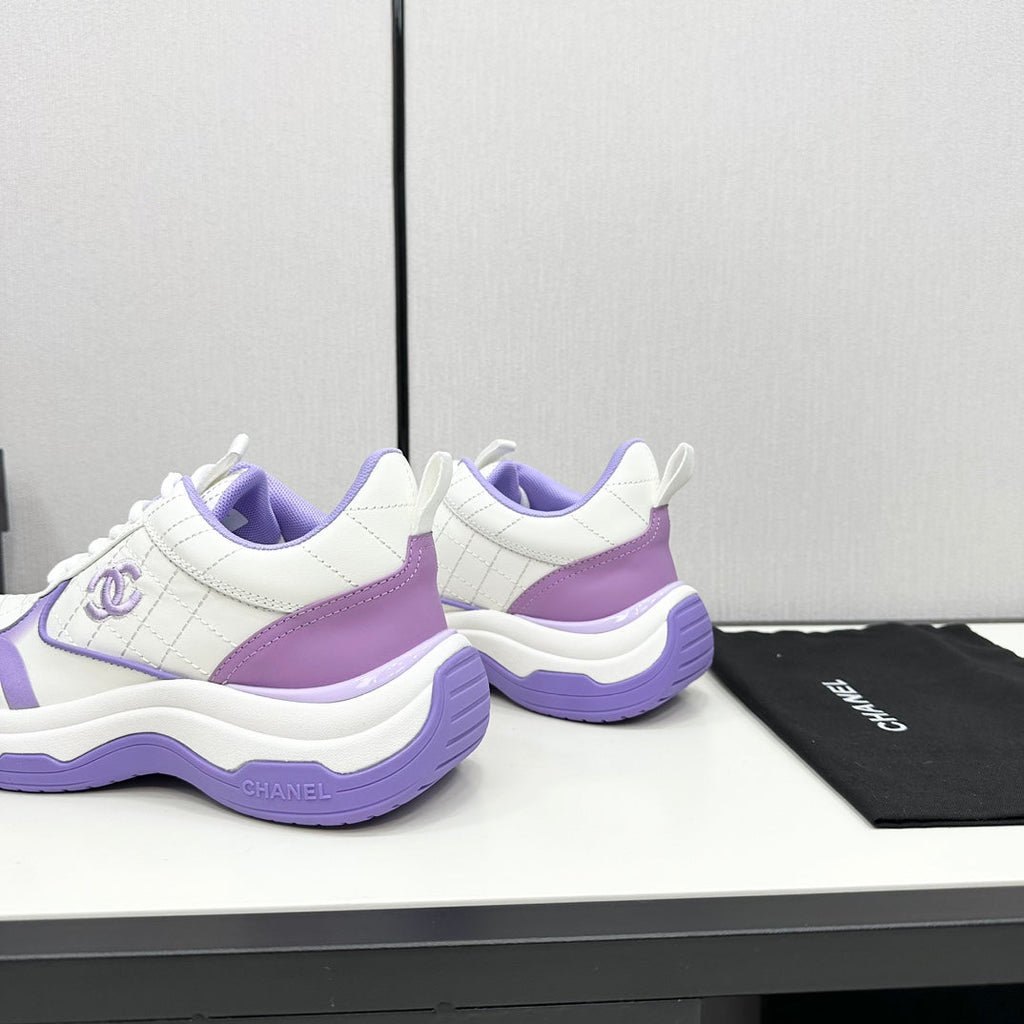 CC SNEAKER IN WHITE MIX IRIS PURPLE EMBROIDERED LAMBSKIN