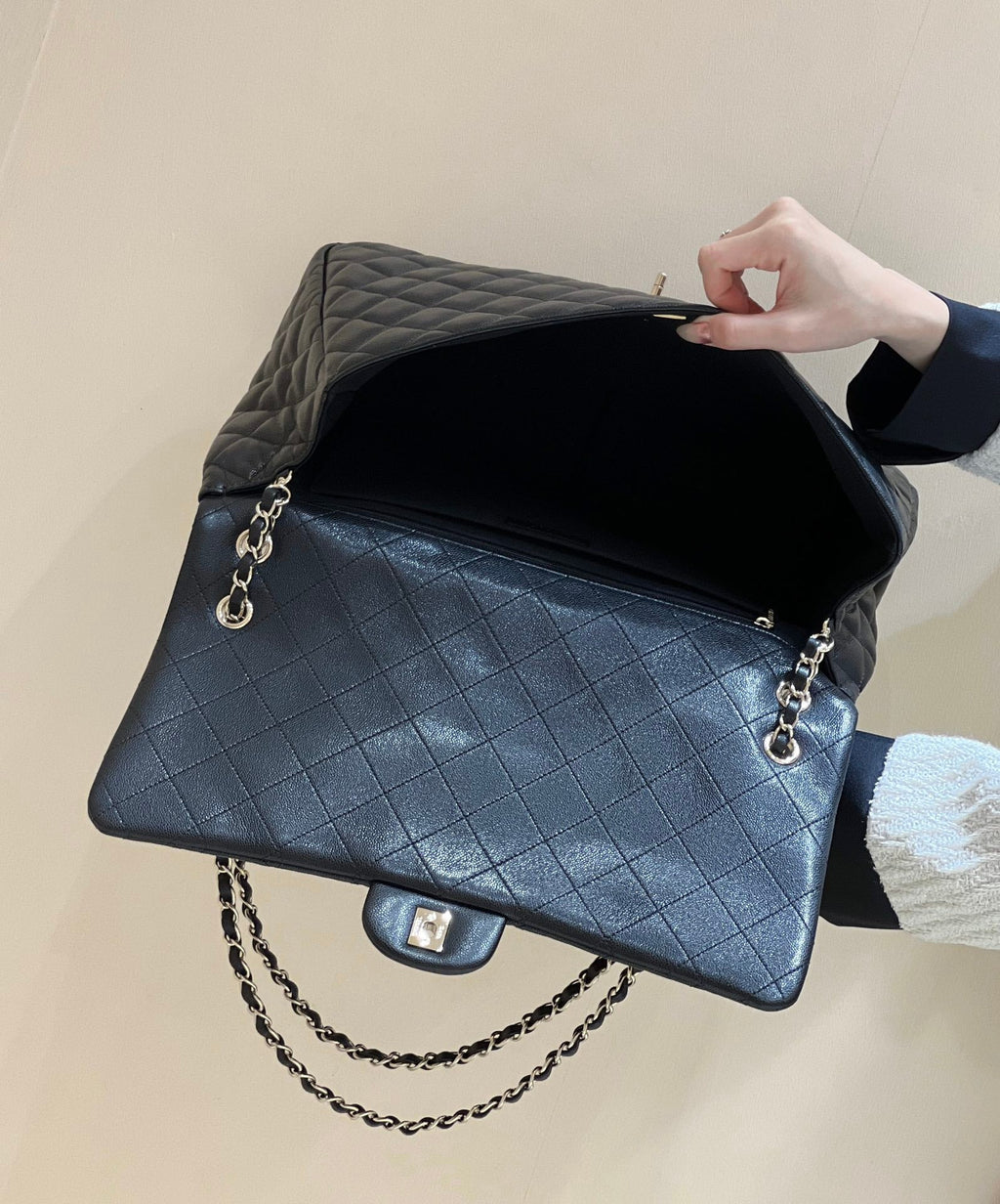 25S CHANEL CLASSIC JUMBO BAG 38 IN BLACK LAMBSKIN