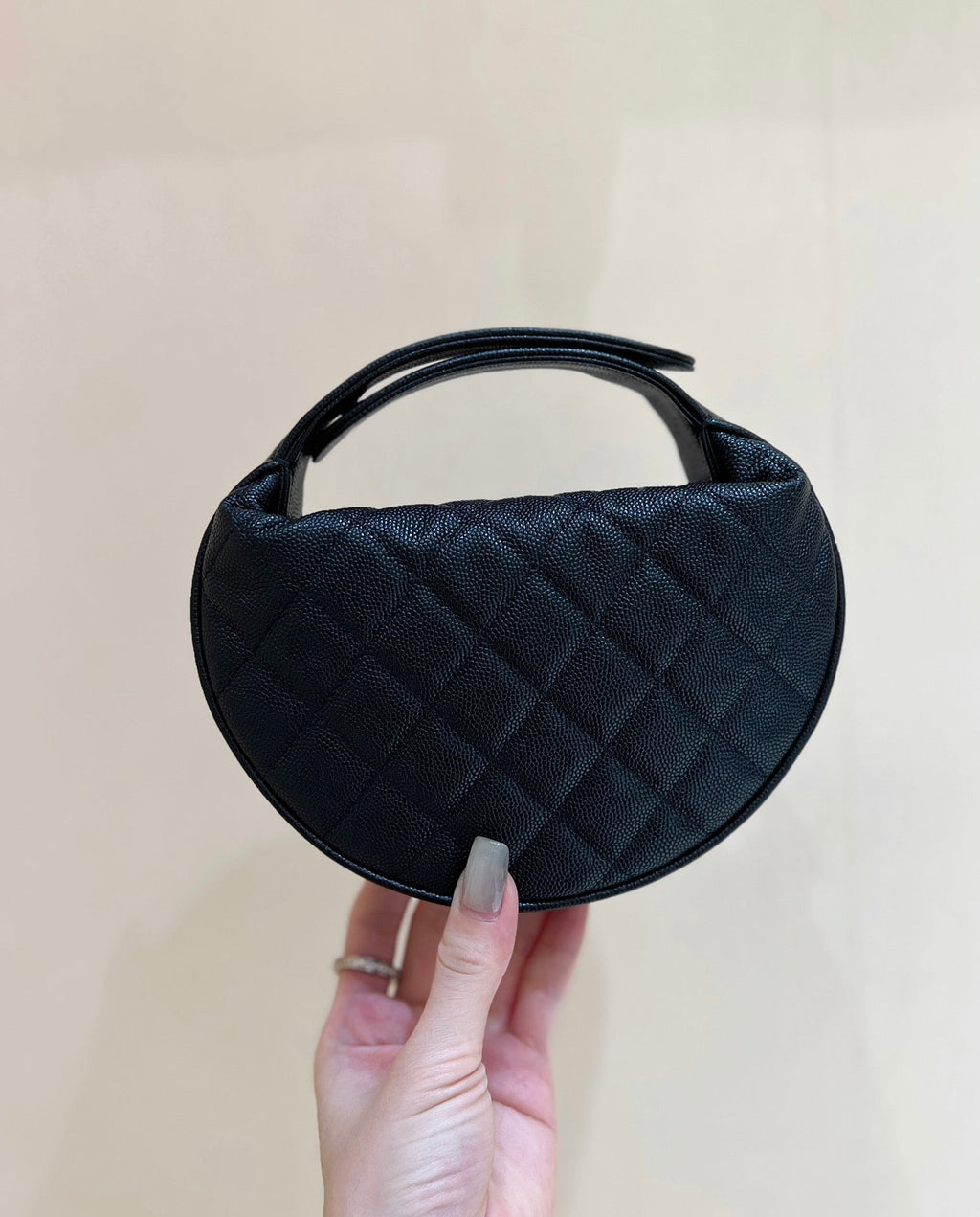 CHANEL 25S HALFMOON BAG 18 IN BLACK CALFSKIN