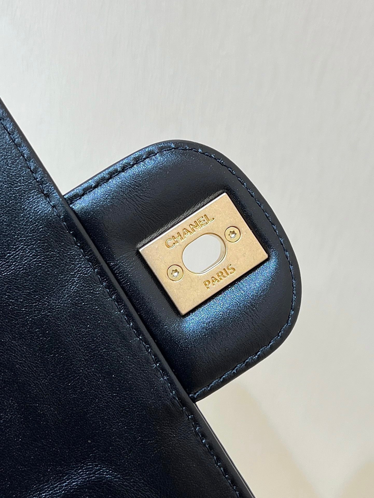 BOWLING BAG 44 IN BLACK SOFT LAMBSKIN GOLD HARDWARE