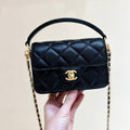 CHANEL FLAP BAG 16 IN BLACK GRAINED CALFSKIN GOLD HARDWARE