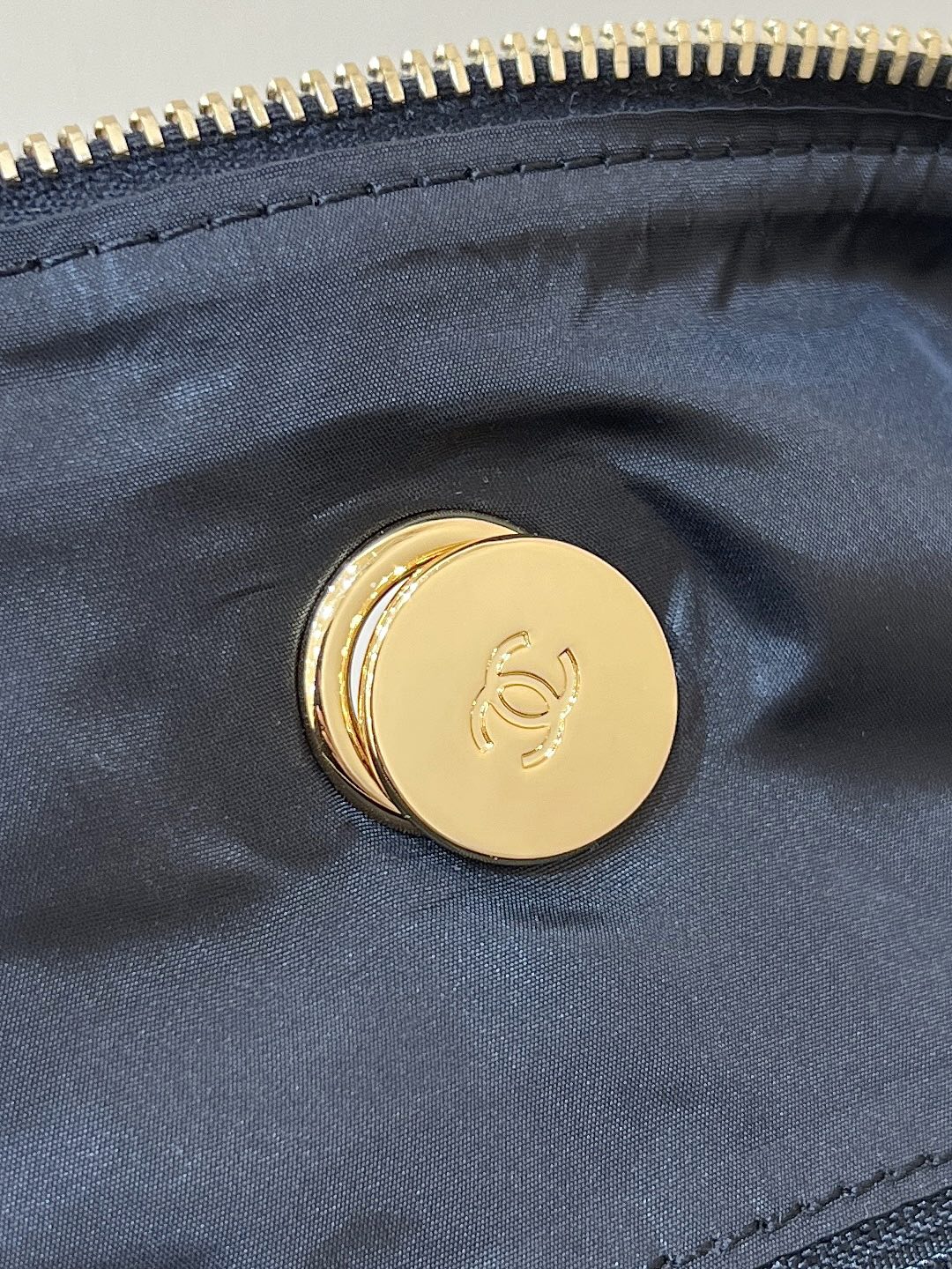 CHANEL HOBO 44 IN COCONEIGE BLACK NYLON VELVET GOLD HARDWARE