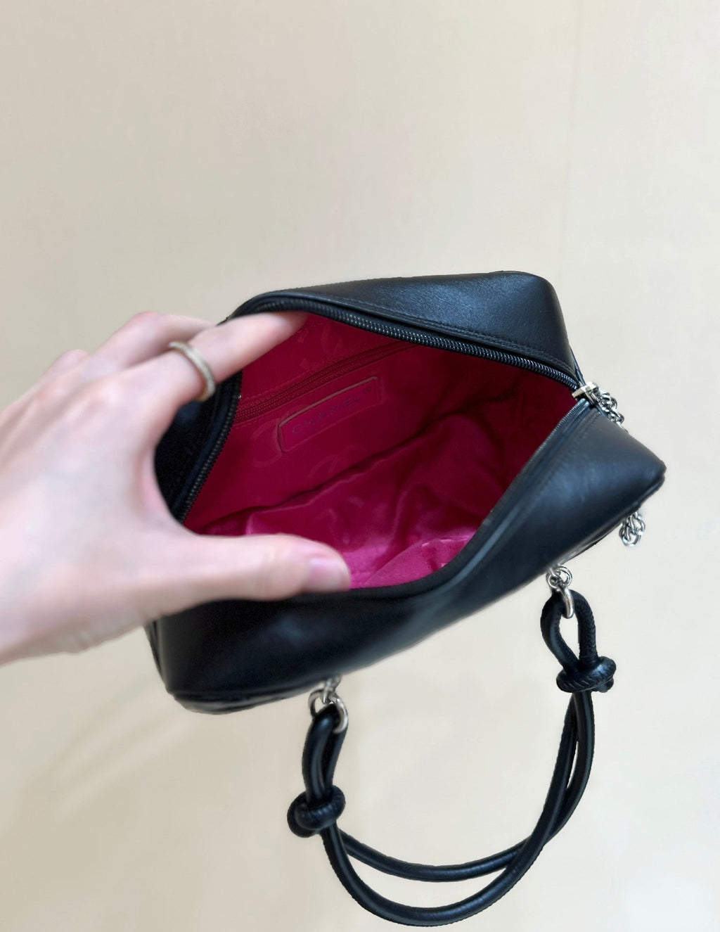 25S CHANEL CAMBON BOSTON BAG 21 IN BLACK CALFSKIN SILVER HARDWARE