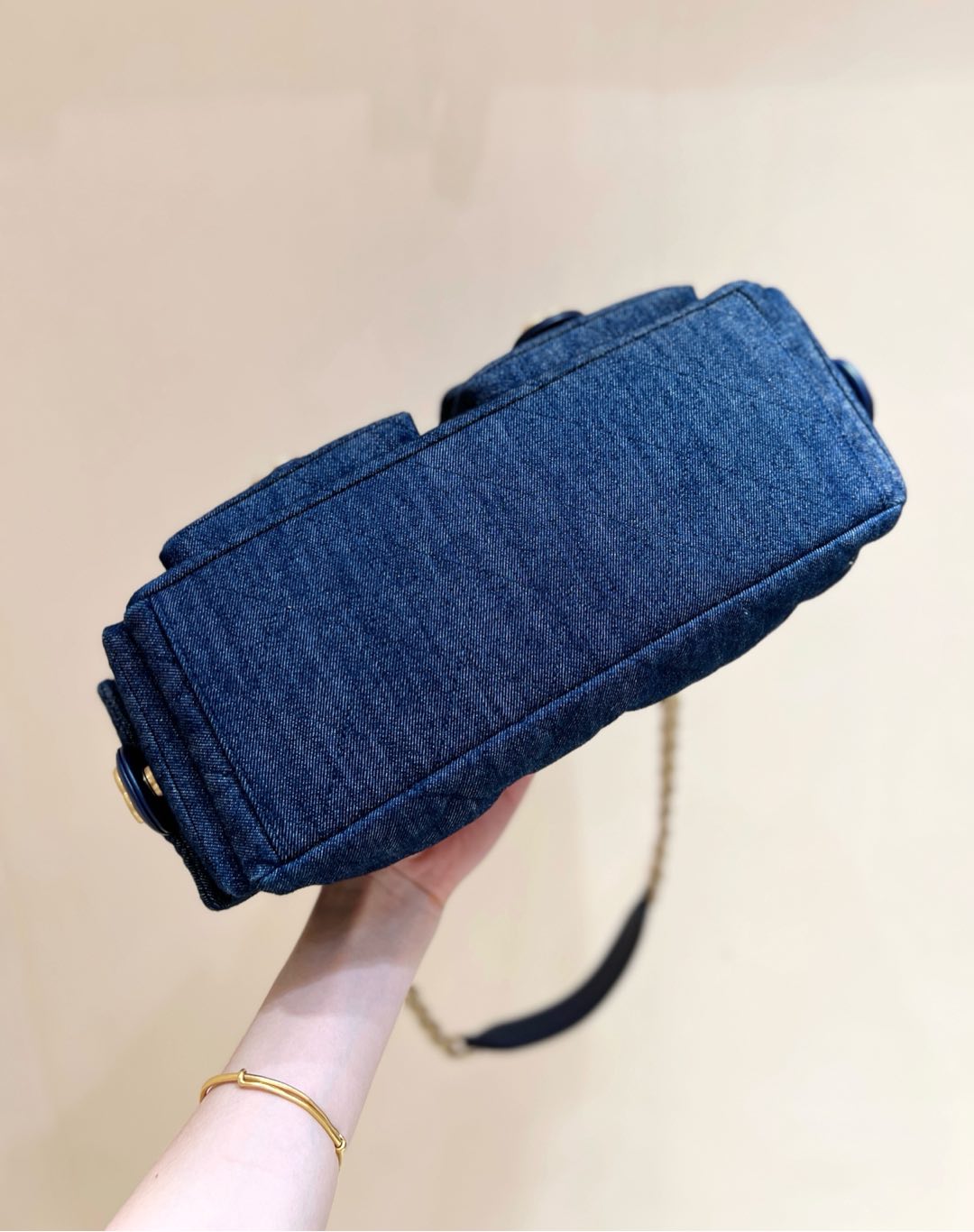 CHANEL 25S MEDIUM HOBO BAG 31 IN DARK BLUE DENIM GOLD HARDWARE