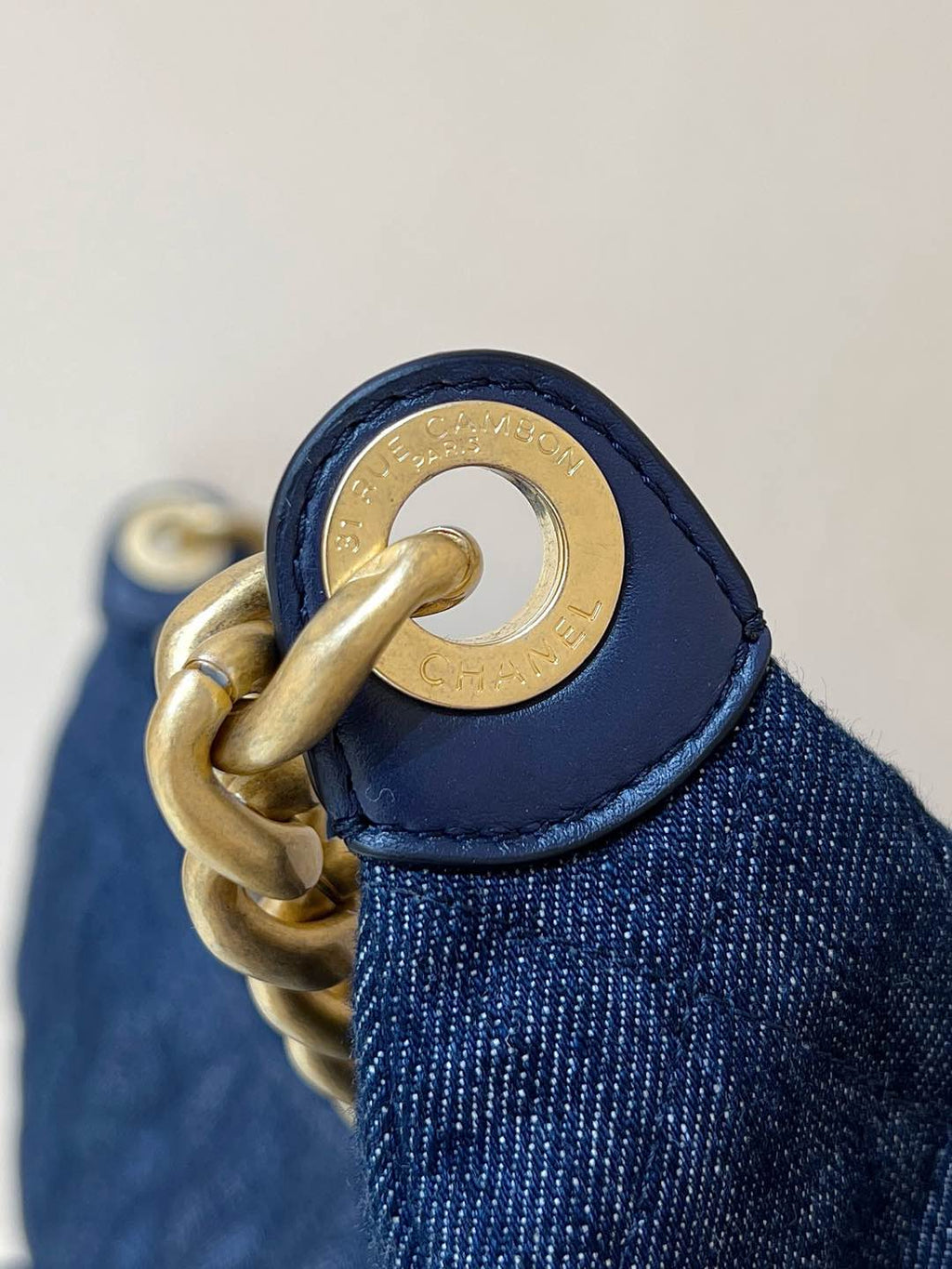 CHANEL 25S MEDIUM HOBO BAG 31 IN DARK BLUE DENIM GOLD HARDWARE
