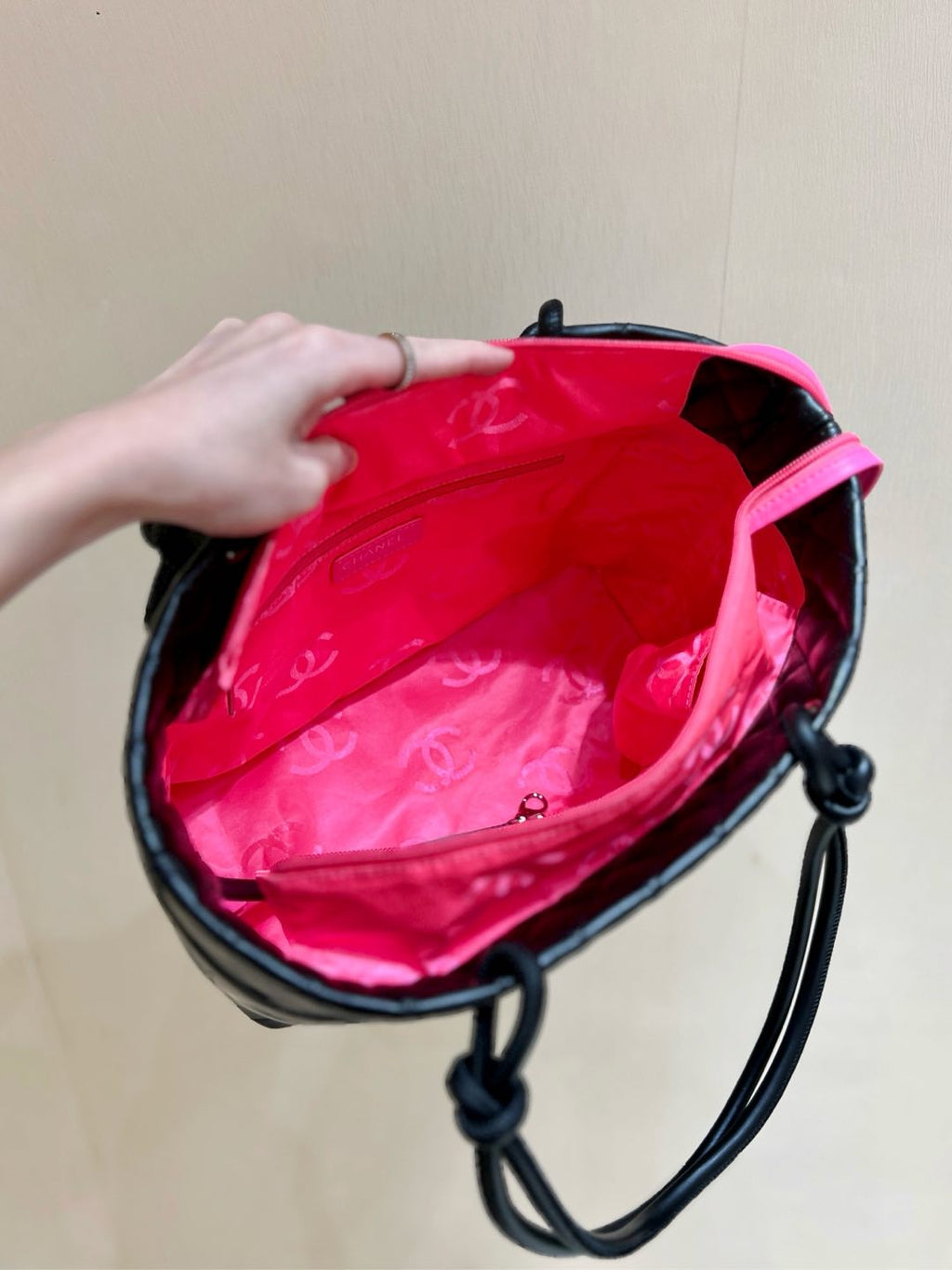 CHANEL 25S CAMBON LIGNE TOTE BAG 30 IN BLACK LAMBSKIN