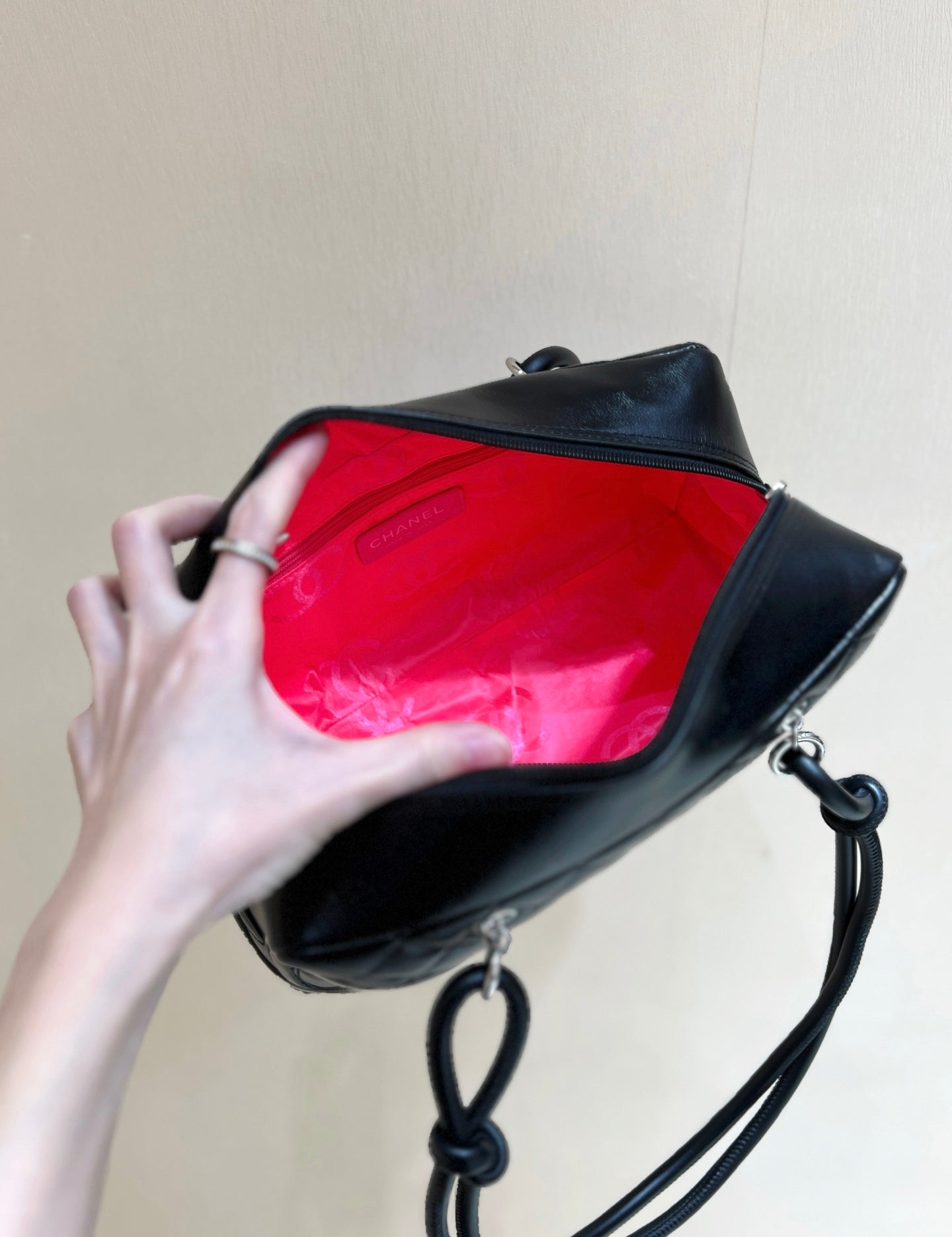 25S CHANEL CAMBON BOSTON BAG 27 IN FULL BLACK CALFSKIN