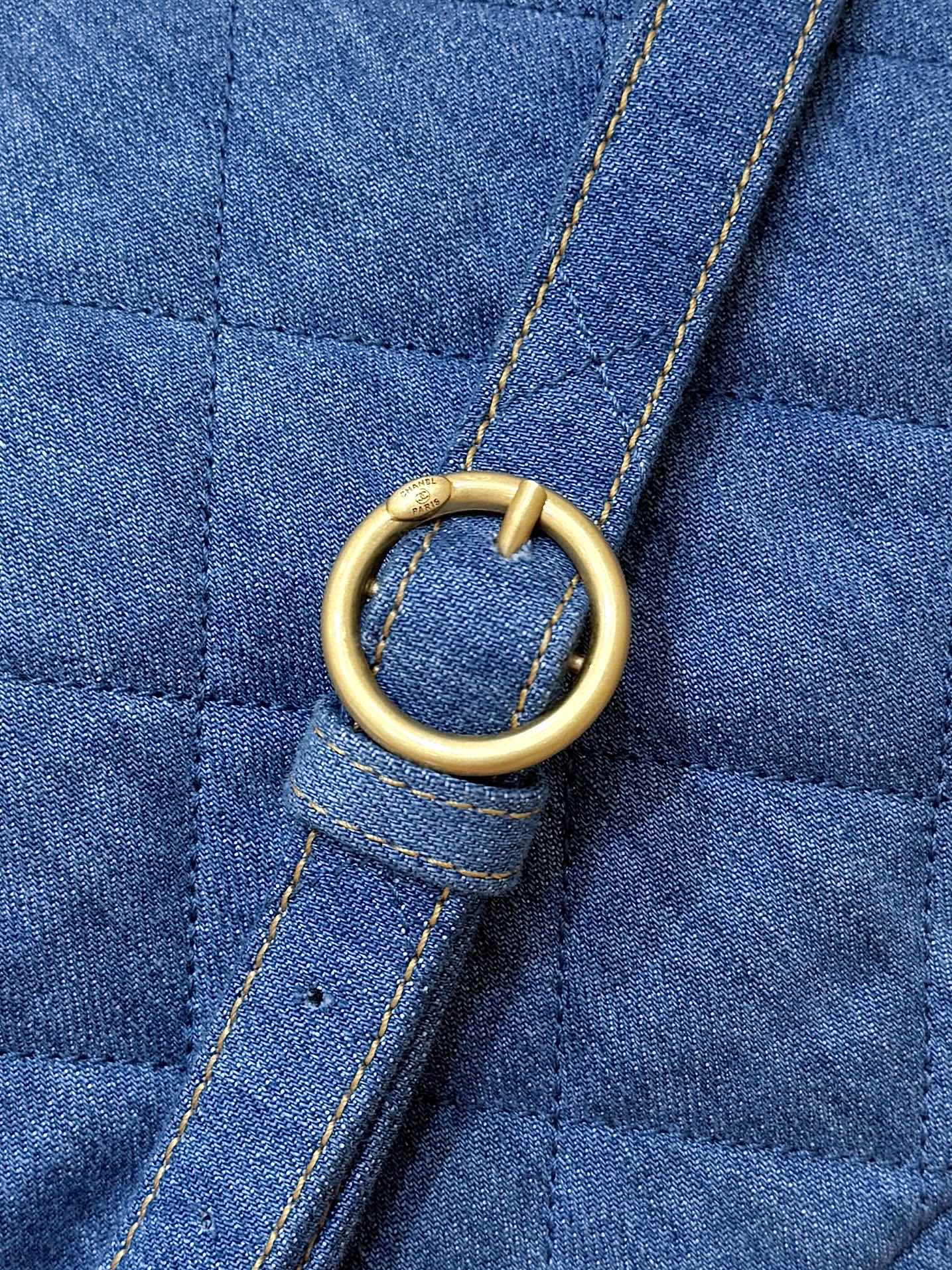 CHANEL 25S HOBO BAG 24 IN BLUE DENIM GOLD HARDWARE