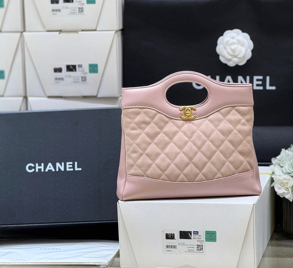 CHANEL 25S MINI SHOPPING BAG 23 IN LIGHT PINK LAMBSKIN AND SUEDE