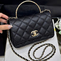 CHANEL 25S COCO CRUSH HANDLE 18 IN BLACK CALFSKIN GOLD HARDWARE
