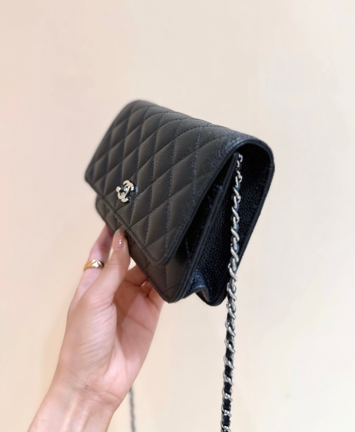 CHANEL 25S MINI FLAP BAG 19 IN BLACK CALFSKIN SLIVER HARDWARE