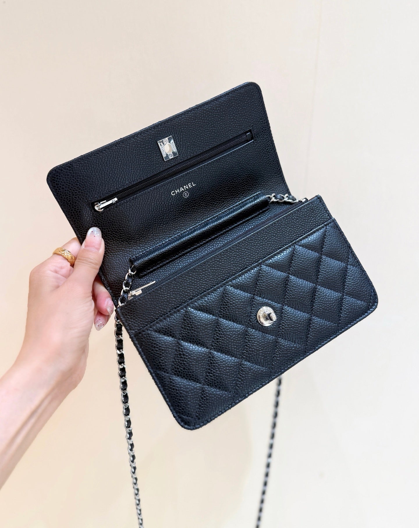 CHANEL 25S MINI FLAP BAG 19 IN BLACK CALFSKIN SLIVER HARDWARE