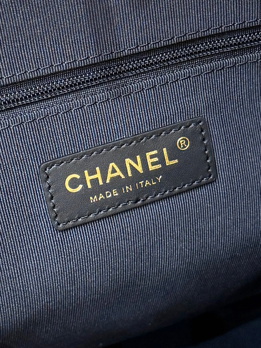 CHANEL 25S SHOPPING BAG 33 IN BROWN AND BLACK SUEDE CALFSKIN