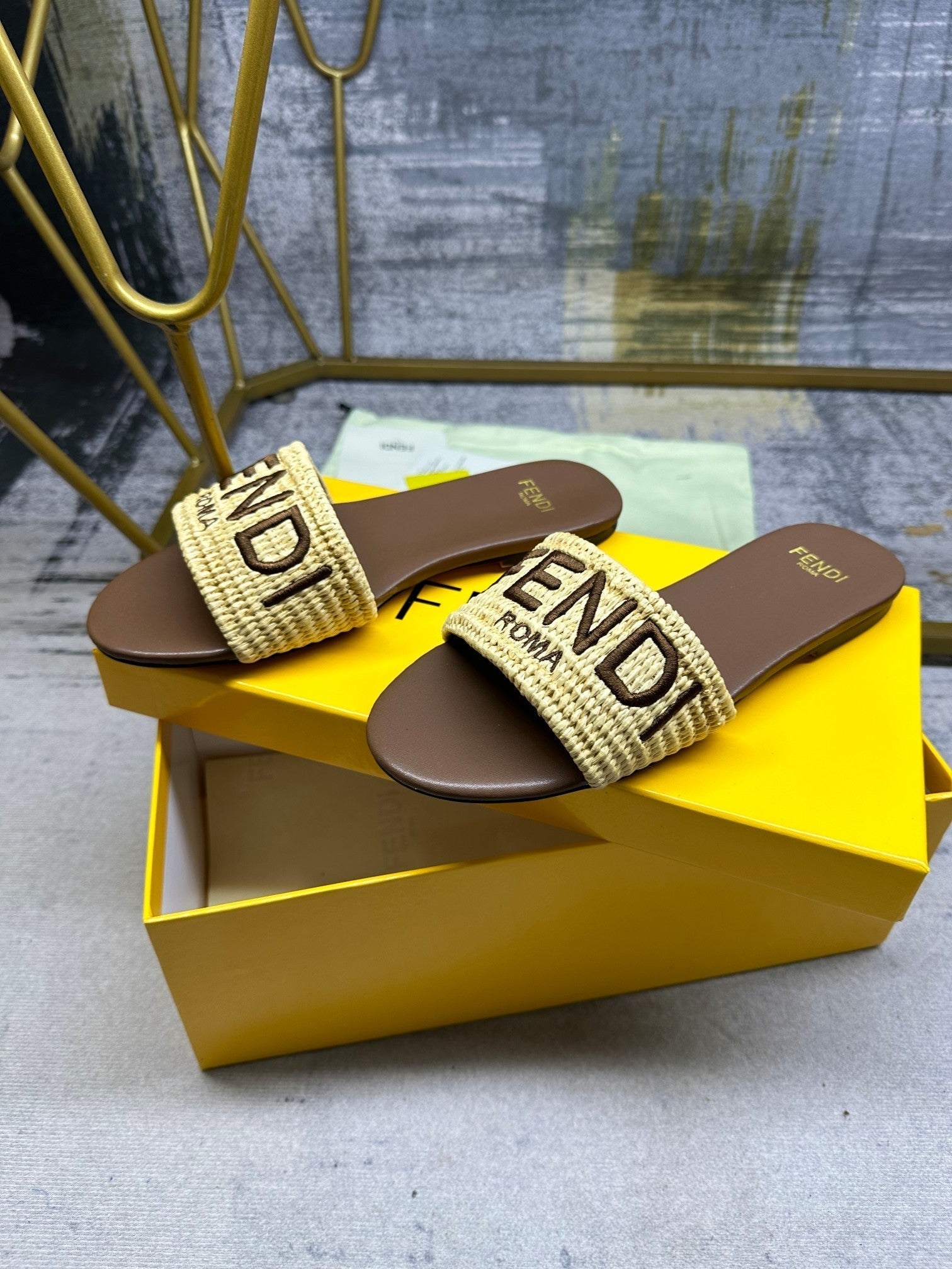 FF Signature 10 Yellow Brown Cotton Fibre Slide