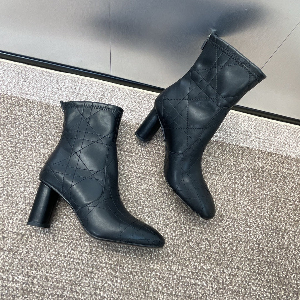 DIOR 25S D-SHADOW COUTURE SERIES ANKLE BOOTS 90MM IN BLACK CALFSKIN