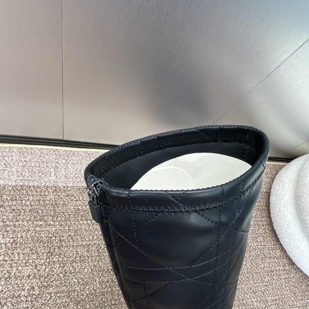 DIOR 25S D-SHADOW COUTURE SERIES BOOTS 90MM IN BLACK CALFSKIN